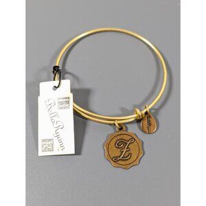 Bella Ryann Initial‎ Letter F Charm Bangle Bracelet Stacking Antiqued Gold Tone